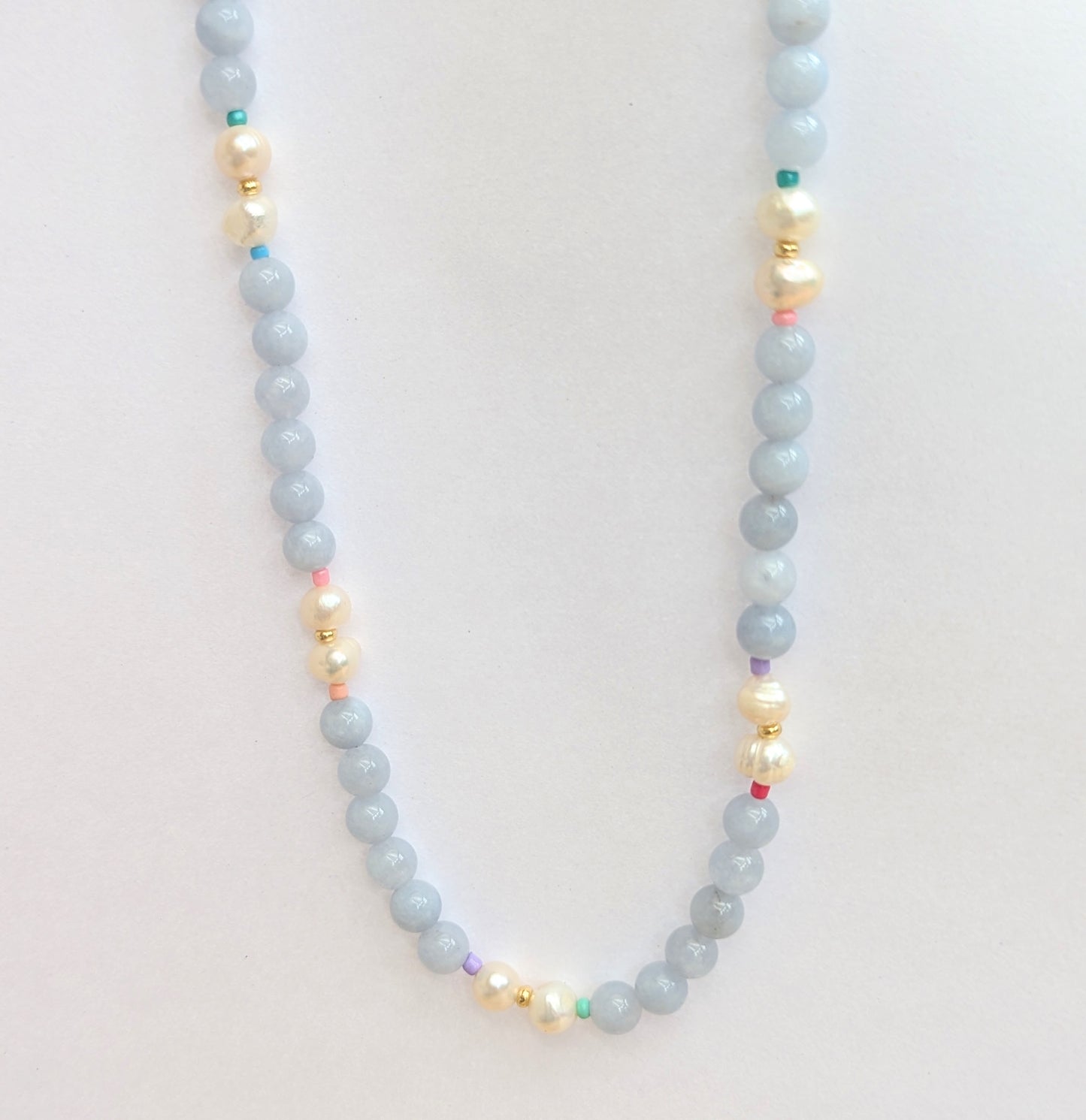 ARIEL 18k Gold Pearl Necklace with Gemstones in King's Blue