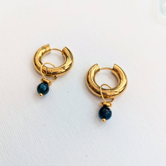 ODYSSEY 18k Gold Blue Apatite Hoop Earrings