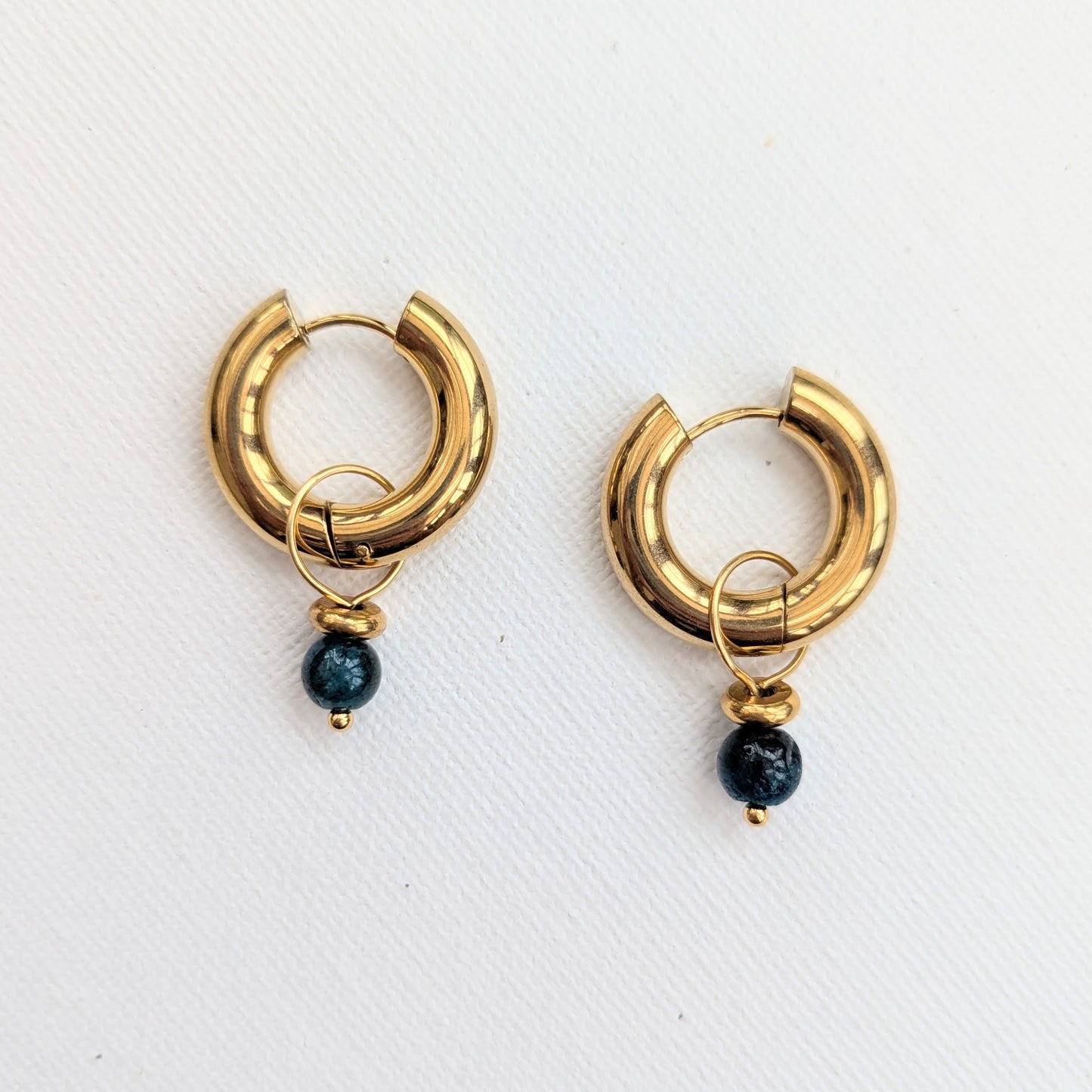 ODYSSEY 18k Gold Blue Apatite Hoop Earrings