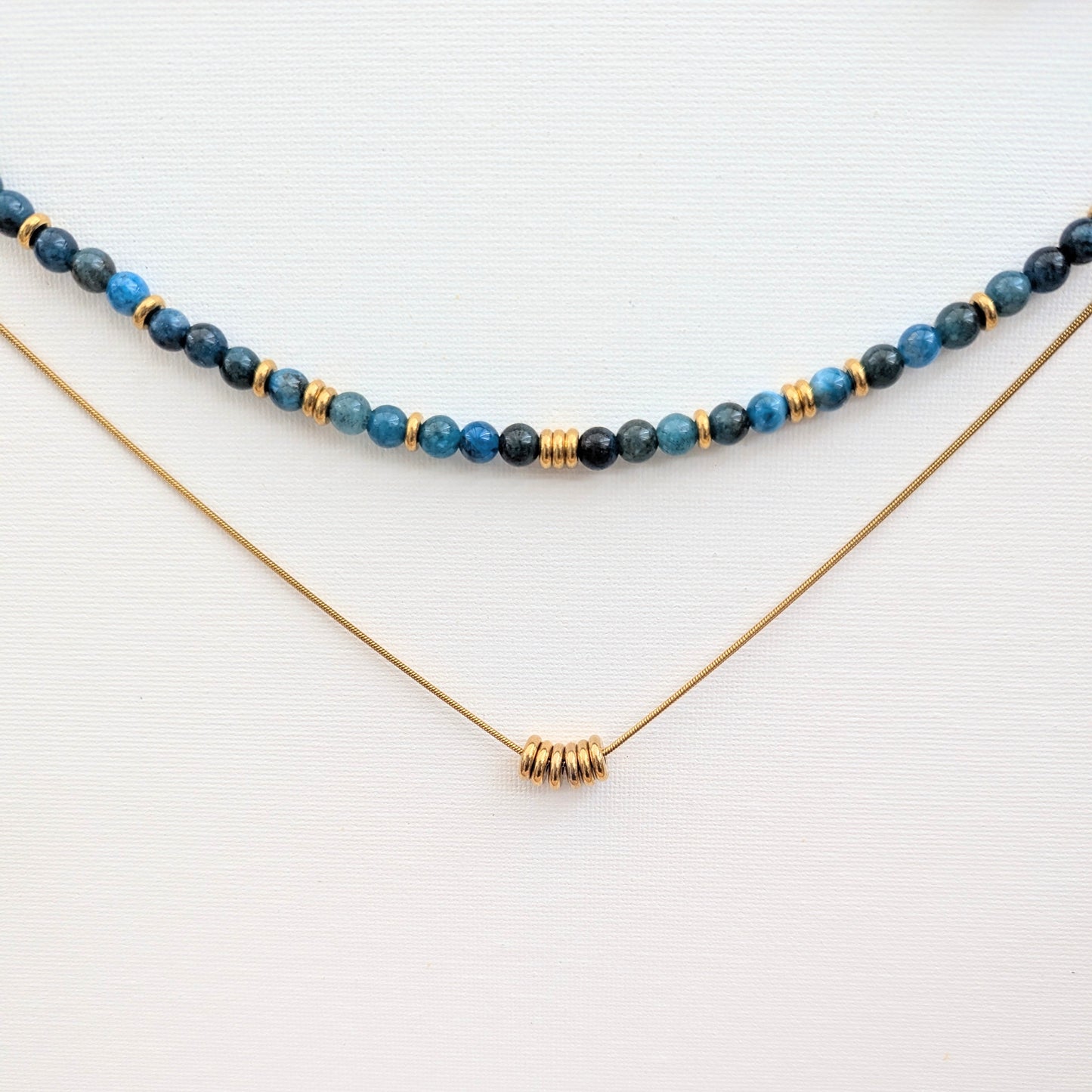 ODYSSEY Blue Apatite Necklace with 18k Gold Detail