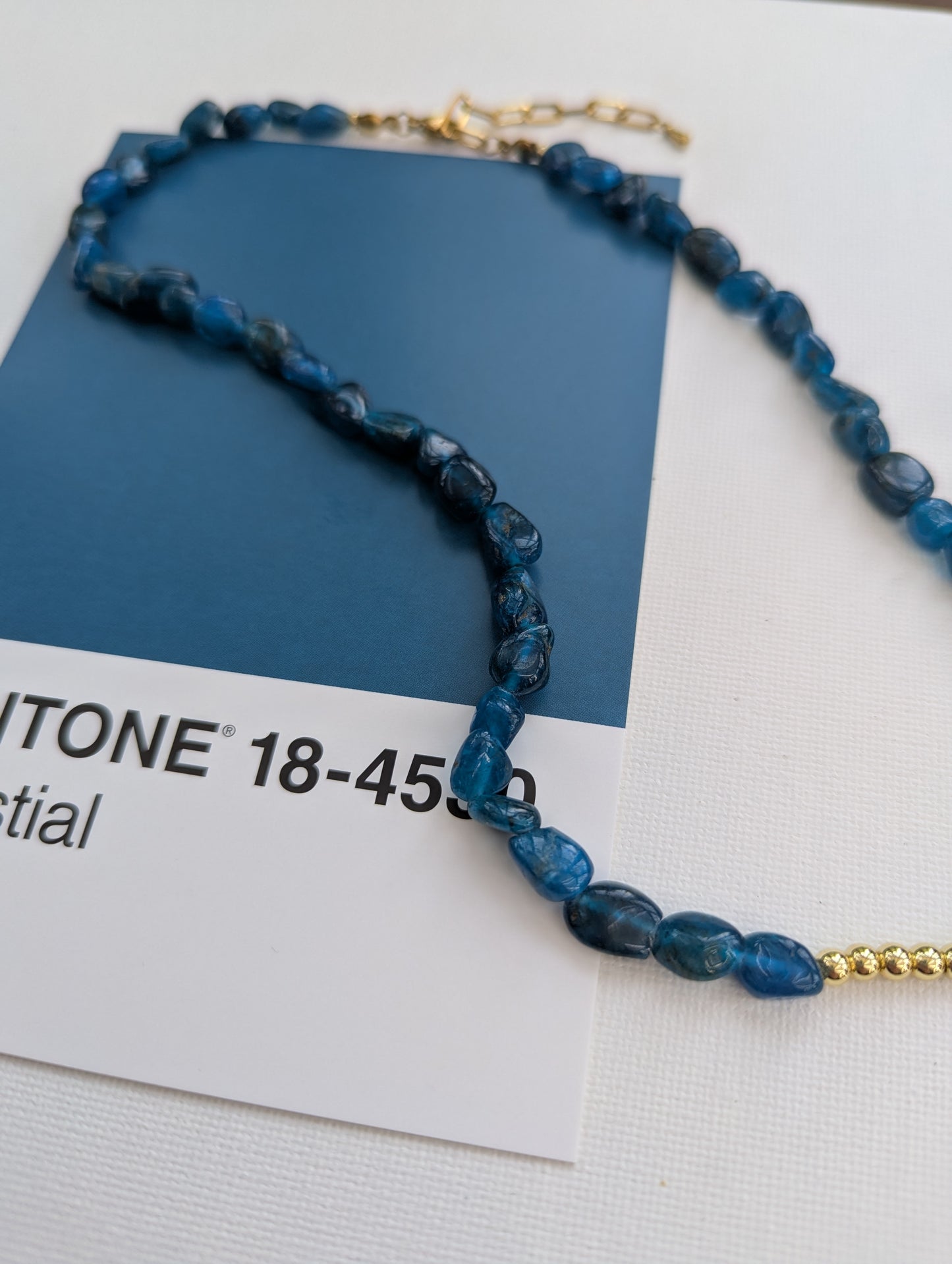 SIREN Blue Gemstone Necklace with 18k Gold-Plated Beads