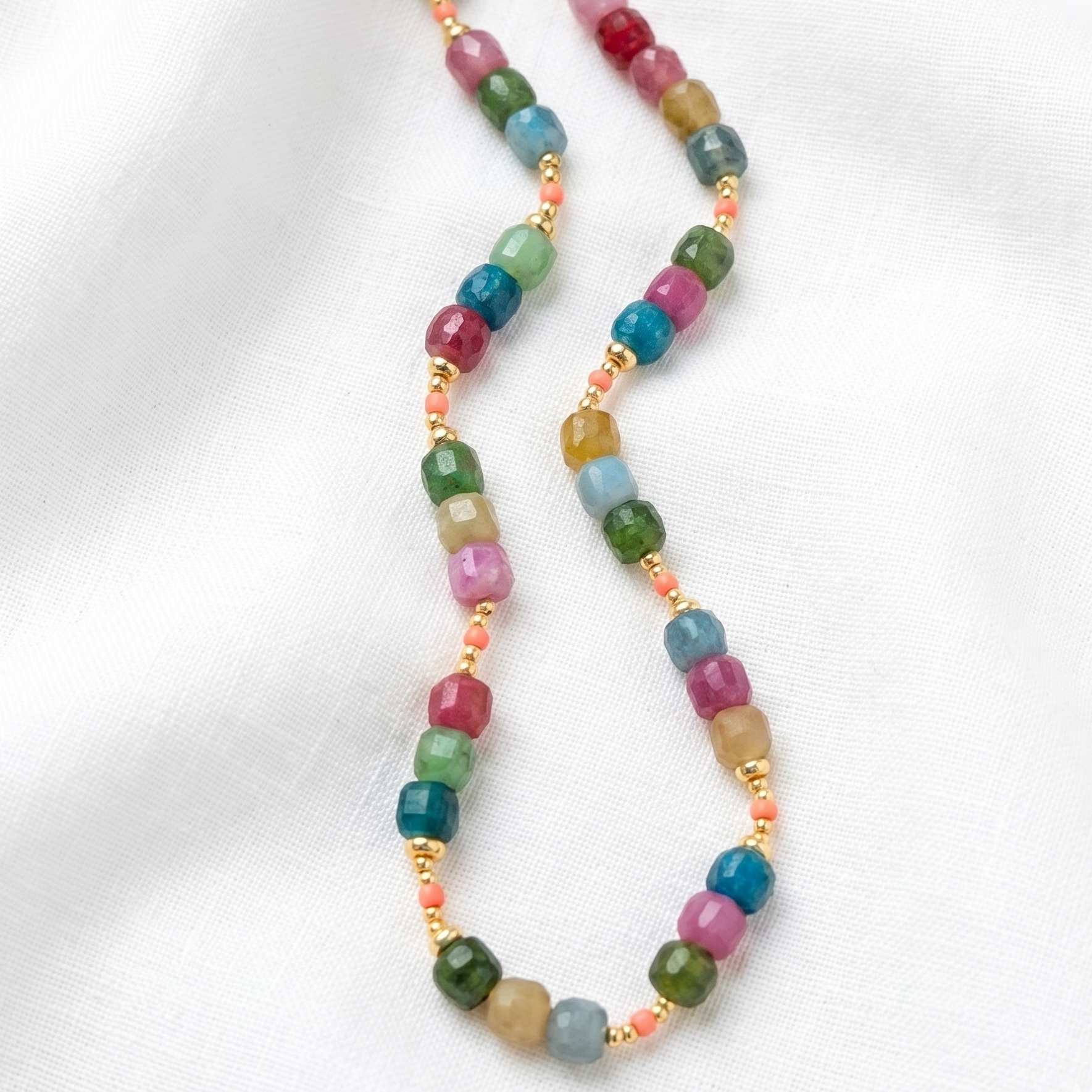 MEDINA Rainbow Tourmaline Necklace with 18k Gold