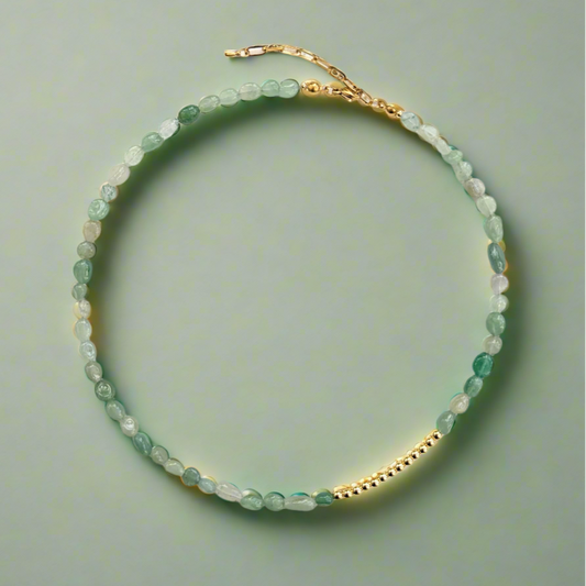 FAYE Necklace with 18k Gold Beads in Sea Foam Green