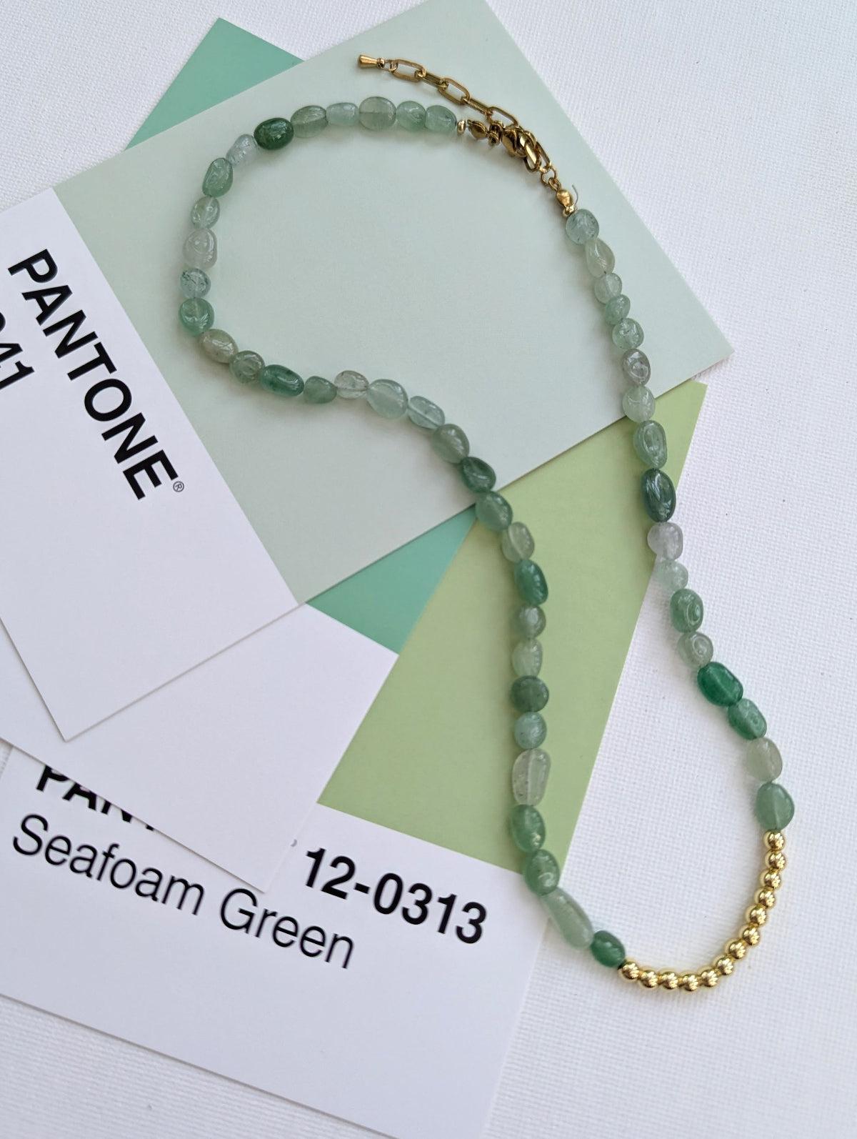 FAYE Sea Foam Green Necklace with 18k Gold