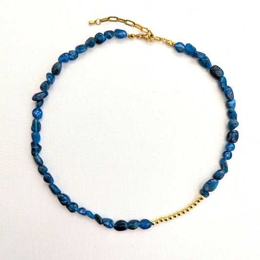 SIREN Blue Gemstone Necklace with 18k Gold Beads