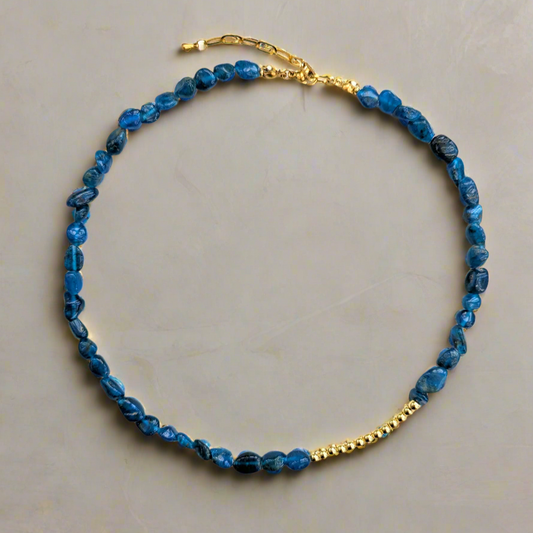 SIREN Blue Gemstone Necklace with 18k Gold Beads