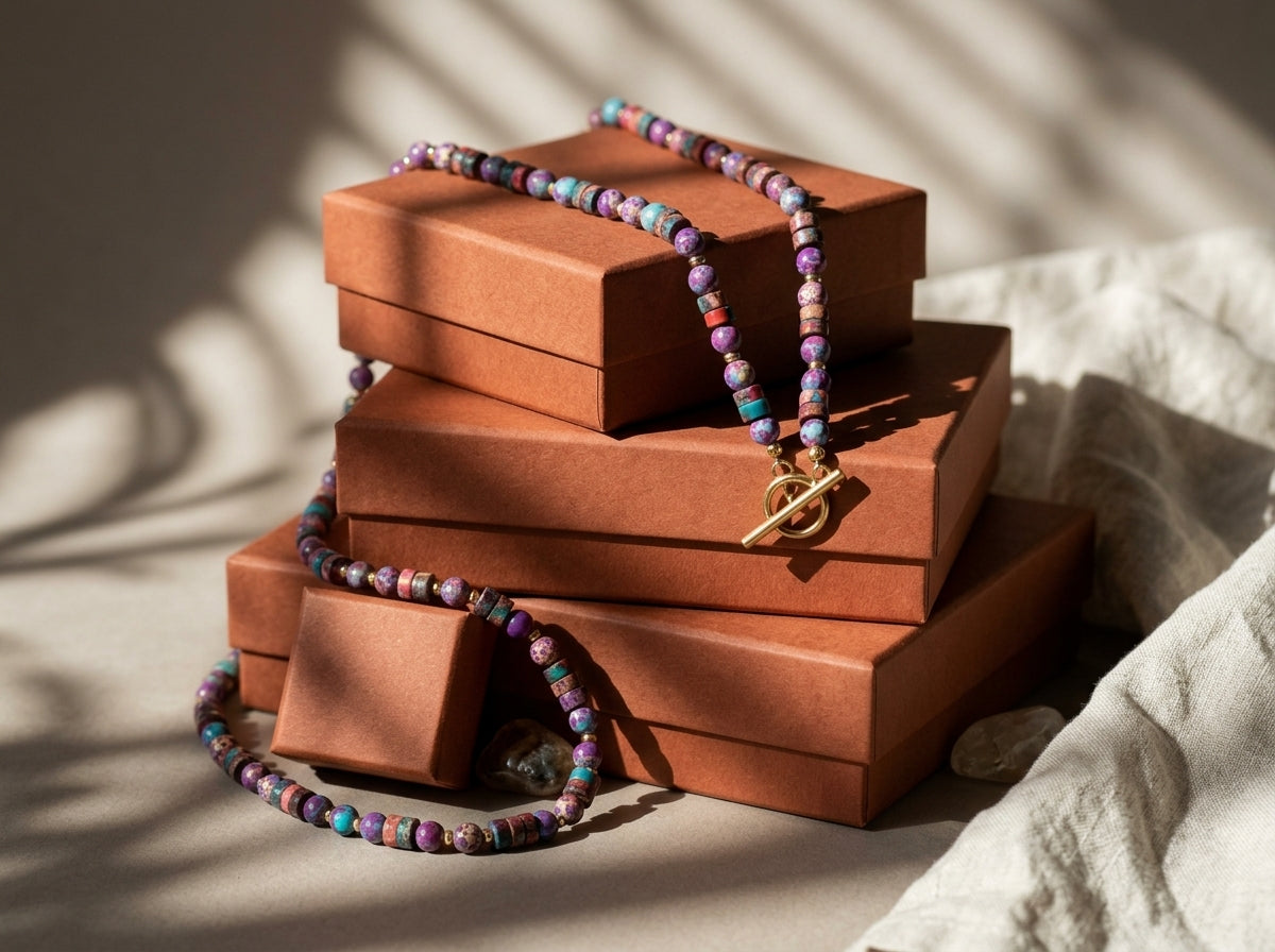 CELESTE Purple Jasper Toggle Necklace