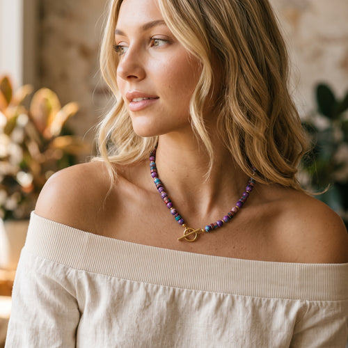 CELESTE Purple Jasper Toggle Necklace