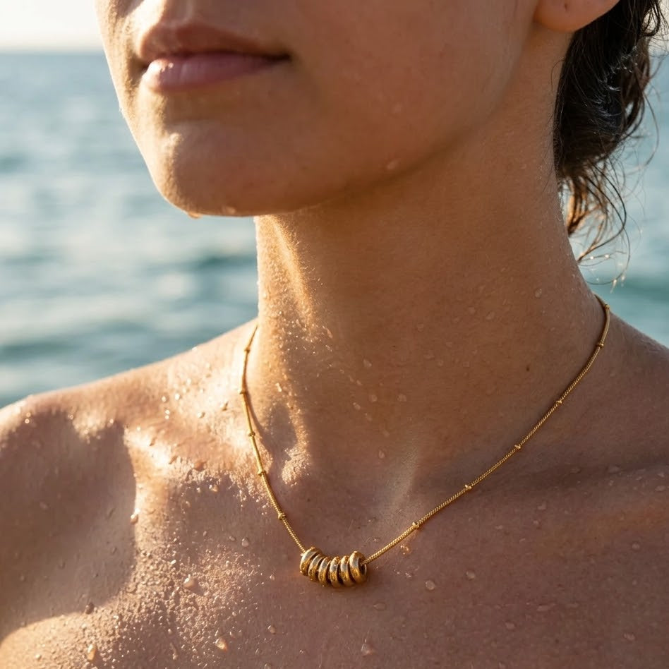 ODYSSEY Waterproof Gold Necklace with Six Discs