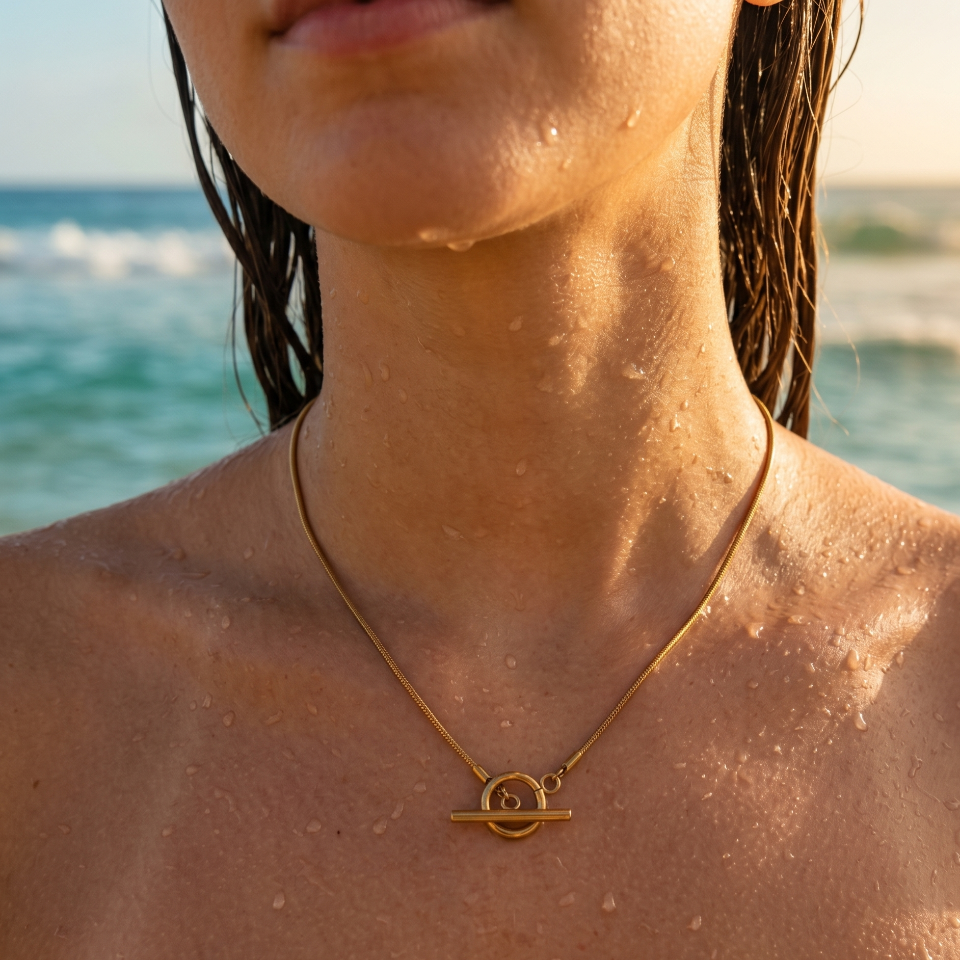 HALO Waterproof 18k Gold Toggle Necklace