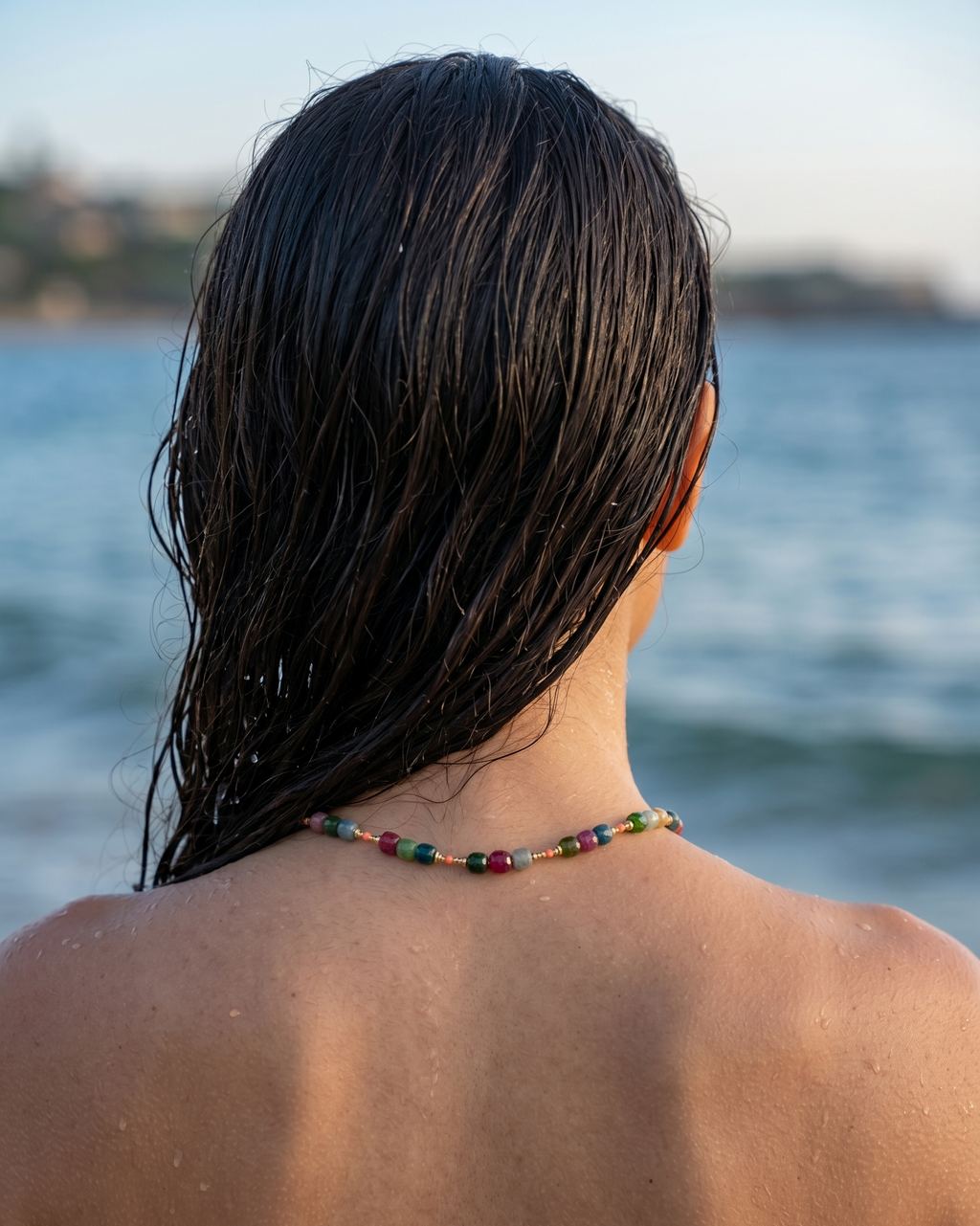 MEDINA Rainbow Tourmaline Necklace with 18k Gold