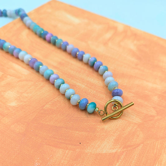NOVA Pastel Necklace with 18k Gold-Plated Toggle