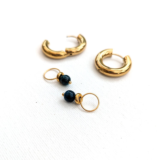 ODYSSEY 18k Gold Blue Apatite Hoop Earrings