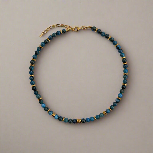 ODYSSEY Blue Apatite Necklace with 18k Gold Detail
