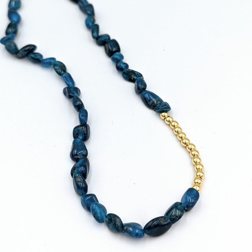 SIREN Blue Gemstone Necklace with 18k Gold-Plated Beads