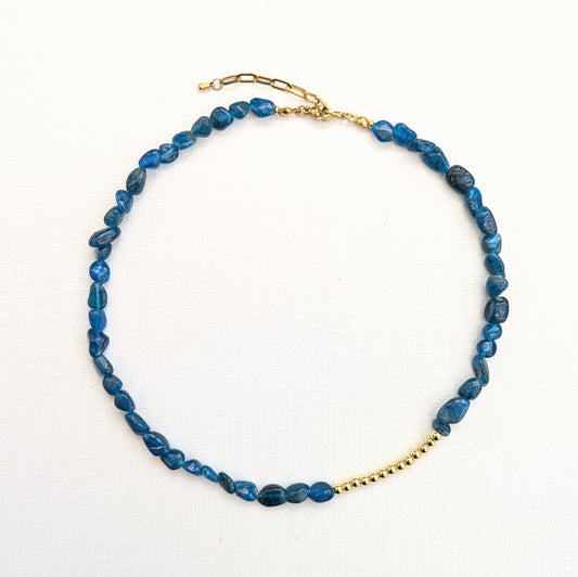 SIREN Blue Gemstone Necklace with 18k Gold-Plated Beads