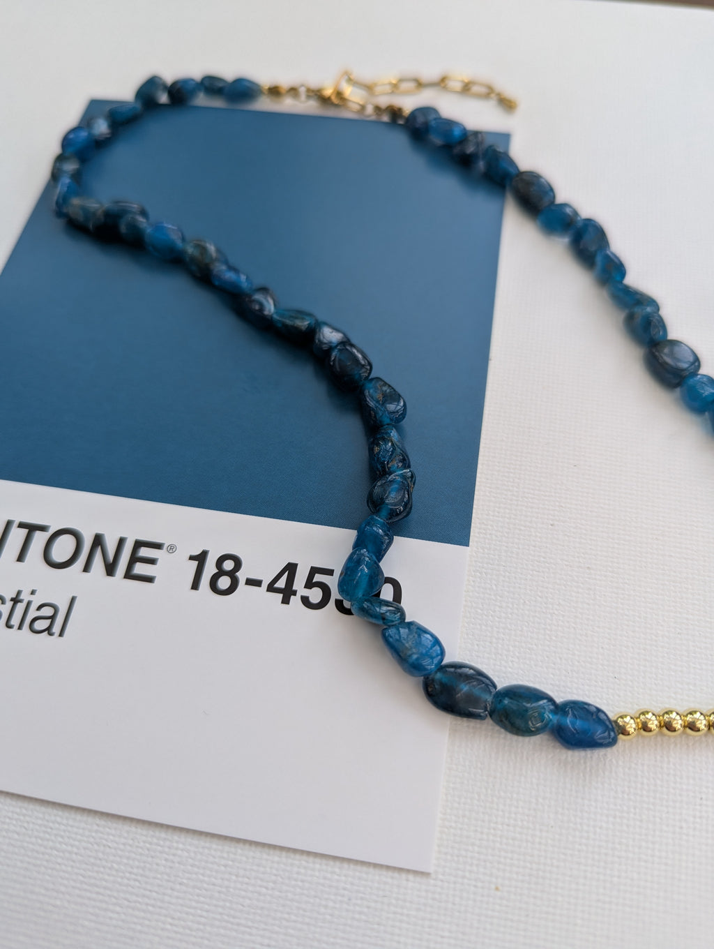 SIREN Blue Gemstone Necklace with 18k Gold-Plated Beads