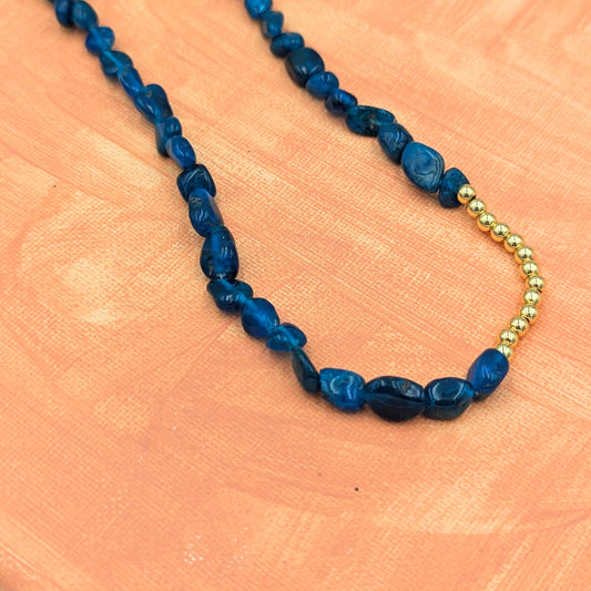 SIREN Blue Gemstone Necklace with 18k Gold-Plated Beads